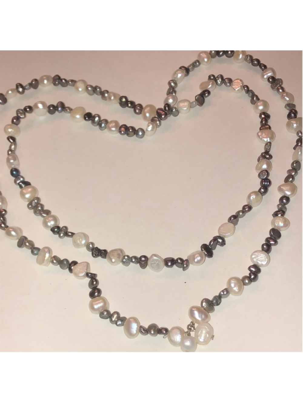 Elegant Genuine White Gray Pearl Beaded Boho Necklace